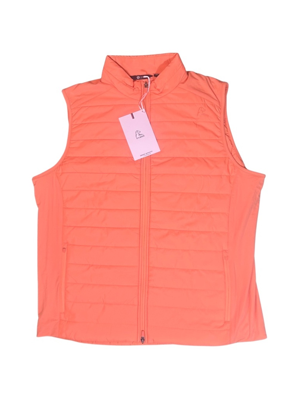 Rhoback Melon Orange Fulton Quilted Performance Vest Golf Full-Zip Peach